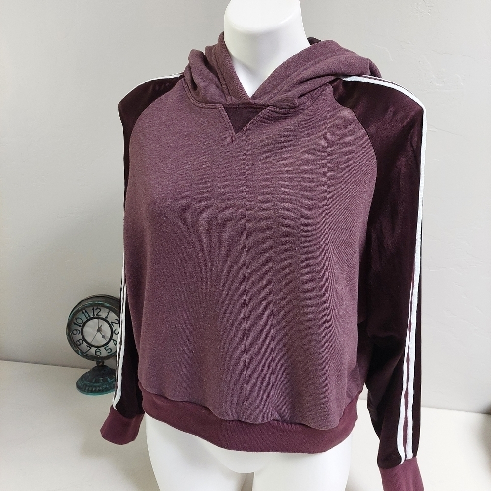 Hard Tail Hoodie Pullover Sweater‎ Maroon  White Striped Size Small